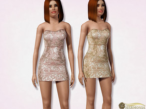 Sims 3 — Sequin Embroidered Mini Dress by Harmonia — 3 color. not-Recolorable