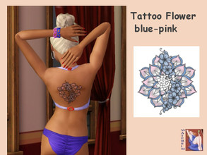 Sims 3 — ws Flower bluepink Tattoo by watersim44 — Selfmade created Tattoo for your Sims. ~ Flower bluepink For Ambitions
