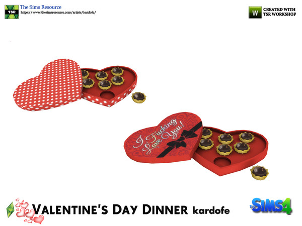 Sims 4 — kardofe_Valentine's Day Dinner_Pralines by kardofe — Typical heart-shaped box of chocolates for Valentine's Day,
