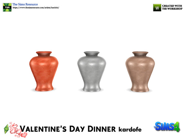 Sims 4 — kardofe_Valentine's Day Dinner_Vase by kardofe — Decorative vase in three colour options 