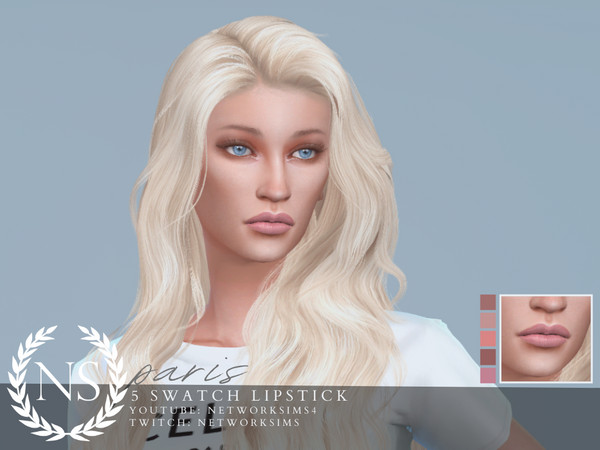 Sims 4 — Paris Lipstick - Networksims by networksims — Detailed lipstick in 5 pink colour swatches.