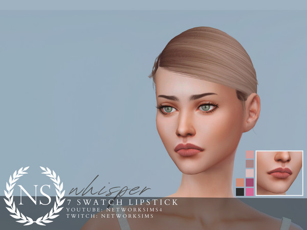 Sims 4 — Whisper Lipstick - Networksims by networksims — A creme lipstick in 7 colour swatches.