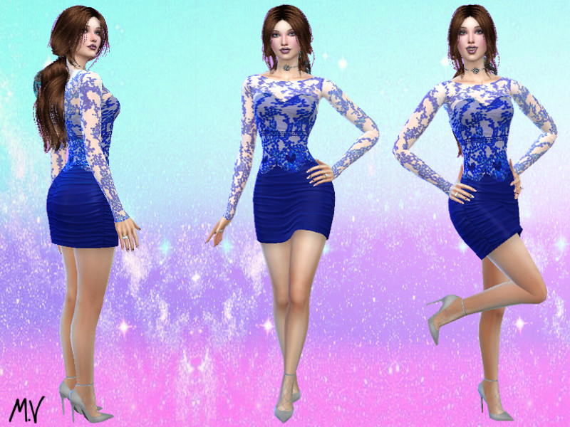 The Sims Resource | Fitted Dress with Transparent Blouse
