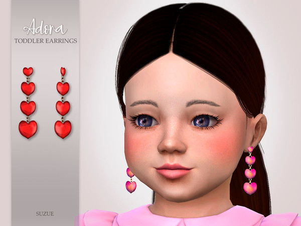 Sims 4 — Adora Earrings Toddler by Suzue — -New Mesh (Suzue) -10 Swatches -For Female (Toddler) -HQ Compatible