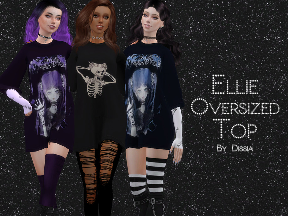 Sims 4 — Ellie Oversized Top by Dissia — Ellie Oversized Top 4 swatches Hope you like it ;)