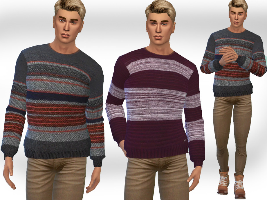 The Sims Resource - Male Sims Casual Round Neck Pullovers