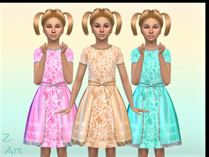 Sims 4 — GirlZ. 26 Dress by Zuckerschnute20 — A festive dress with lace and a satin skirt, edged with silver or gold