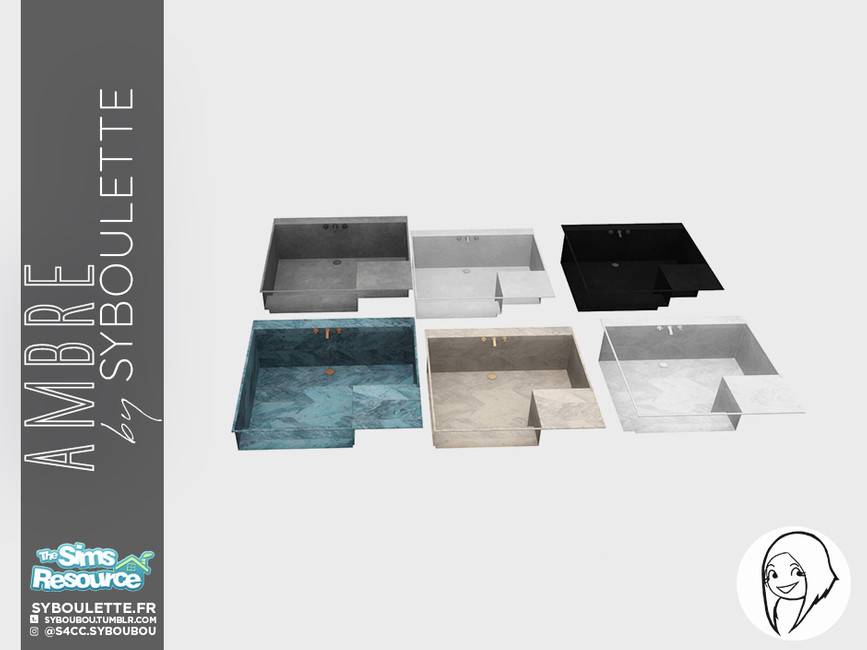 The Sims Resource Ambre Bathroom set Sunken Bathtub