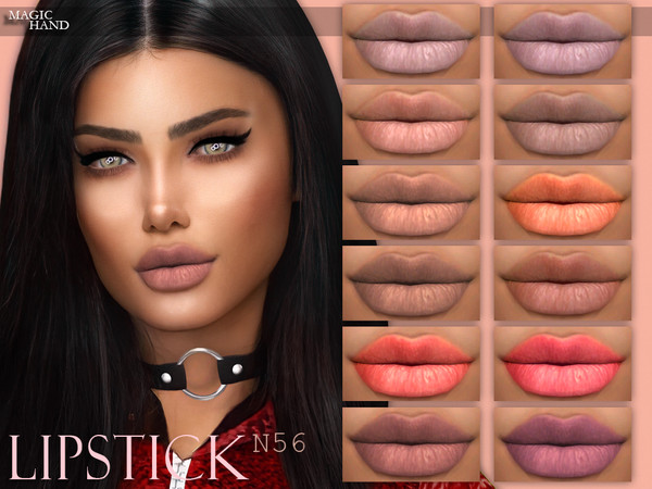 Sims 4 — [MH] Lipstick N56 by MagicHand — --12 available colors-- --Compatible with HQ settings-- --CAS thumbnail--