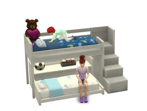 Sims 4 — Functional Toddler Bunk Bed by PandaSamaCC — This Toddler bunk bed is fully functional and animated, the top