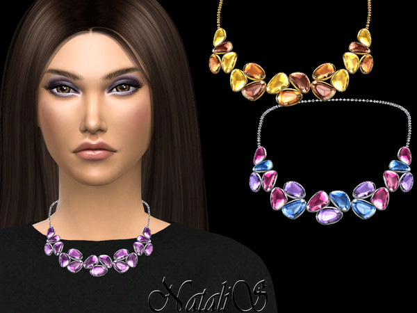 Sims 4 — NataliS_Mixed color gems necklace v-2 by Natalis — NataliS_Mixed color gems necklace v-2. FT-FA-FE 5 colors.