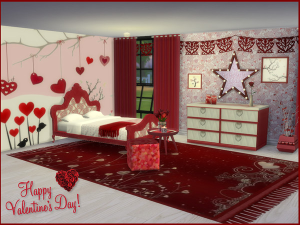 Sims 4 — Be My Valentine Bedroom Set by seimar8 — Please find 12 recolors that make up Be My Valentine Bedroom set. You