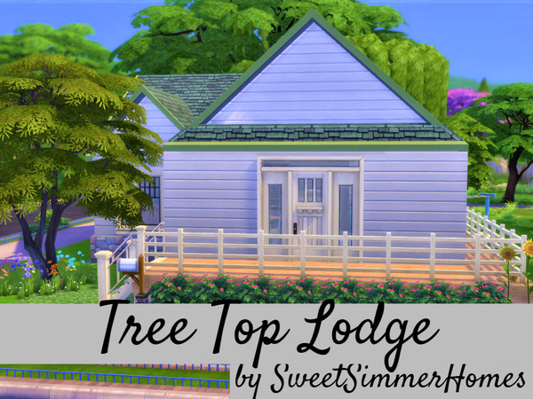 Sims 4 — Tree Top Lodge by SweetSimmerHomes — A cottage lodge style home Tree Top Lodge is a charming lodge that will