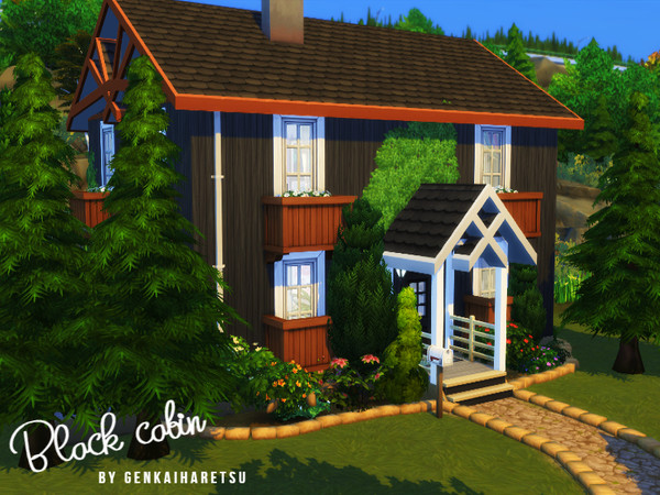 Sims 4 — Black Cabin by GenkaiHaretsu — A rural black wood house with a modern interior.