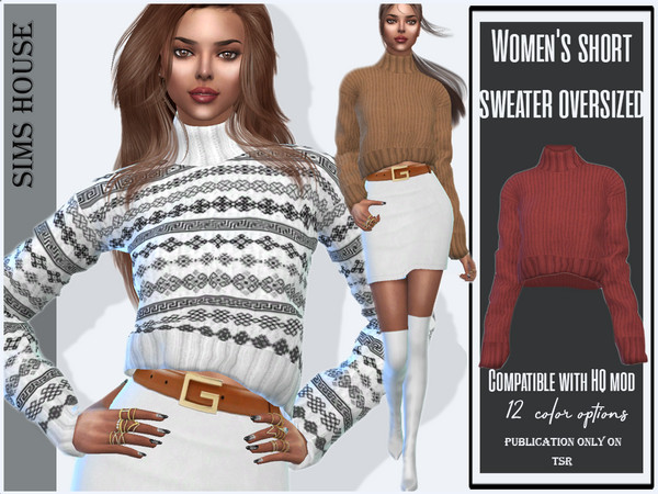The Sims Resource - Women's short sweater oversized