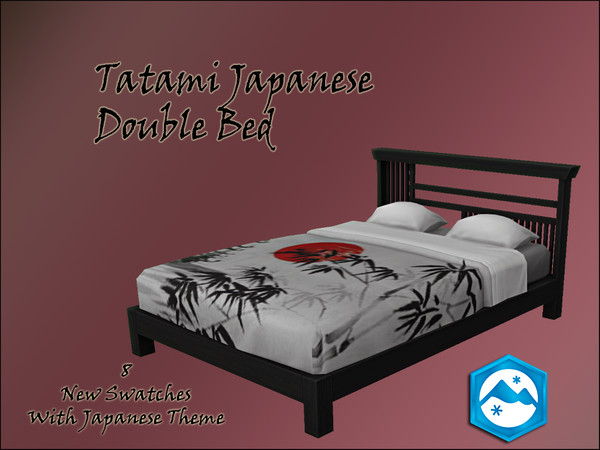 Sims 4 — Mea_Tatami Japanese Double Bed by oumamea — Recolors of the Tatami Japanese Double bed. 8 New swatches with a