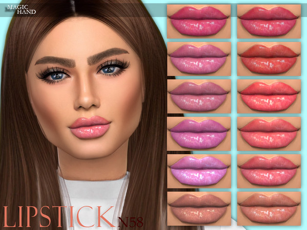 Sims 4 — [MH] Lipstick N58 by MagicHand — --12 available colors-- --Compatible with HQ settings-- --CAS thumbnail--
