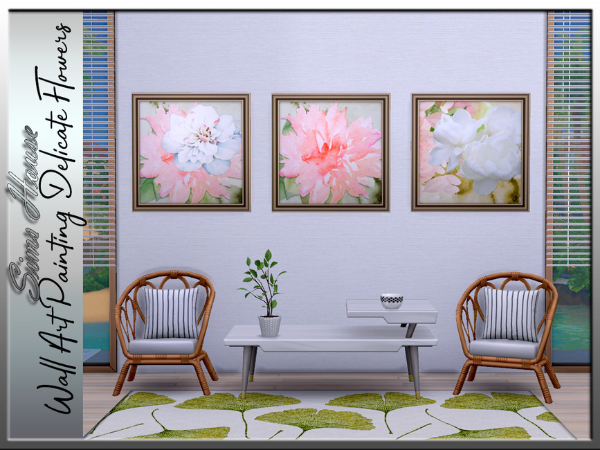 The Sims Resource Wall Art Painting Delicate Flowers