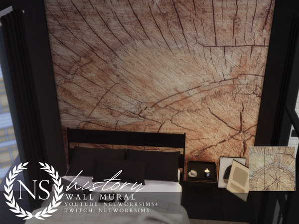 Sims 4 — History Wall Mural - Networksims by networksims — A 5-piece wooden wall mural.