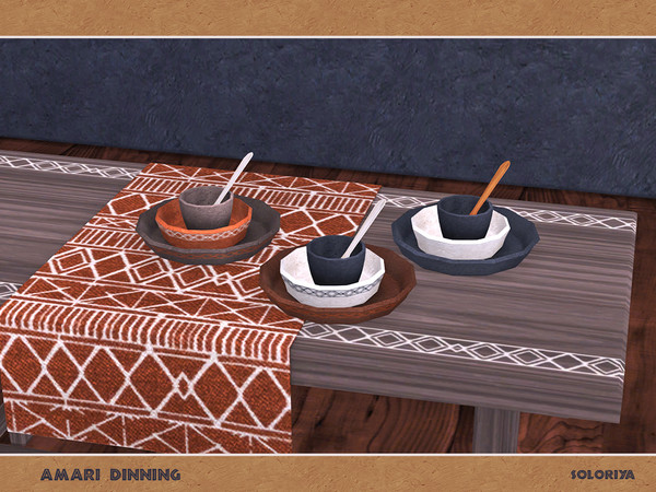 Sims 4 — Amari Dining. Plates, v2 by soloriya — Plates, version two. Part of Amari Dining set. 3 color variations.