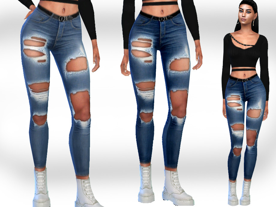 The Sims Resource - Female Ripped Jeans