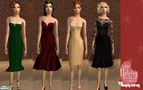 Sims 2 — Retro Holiday Cocktail Party by SIMplyCurvy — A glamorous collection of cocktail party gowns with a retro feel.