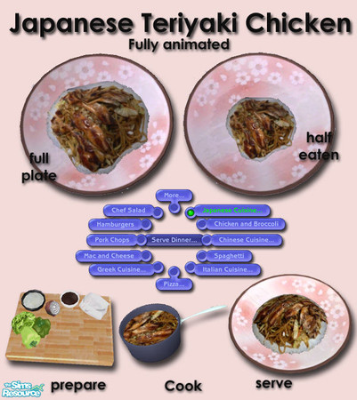 Sims 2 — Japanese Cuisine - Teriyaki Chicken by Simaddict99 — Teriyaki chicken with veggies served on a bed of steamed