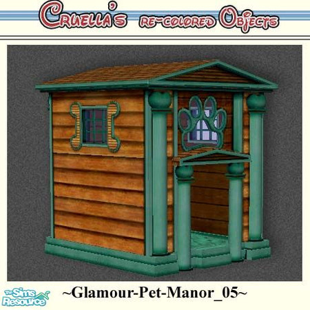 Sims 2 — am_glamour_pet_manor_05 by Cruella — Brown stained wood with teal trim. Doll up your backyard with these posh
