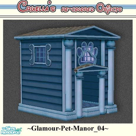 Sims 2 — am_glamour_pet_manor_04 by Cruella — Blue with light blue trim. Doll up your backyard with these posh pet