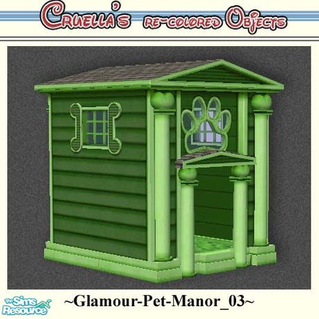 Sims 2 — am_glamour_pet_manor_03 by Cruella — Green with light green trim. Doll up your backyard with these posh pet