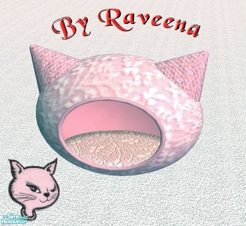 Sims 2 — Kitty Kat Bed - Pink Flower by Raveena — A recolor of Linegud's darling cat pet mesh. You must download her mesh