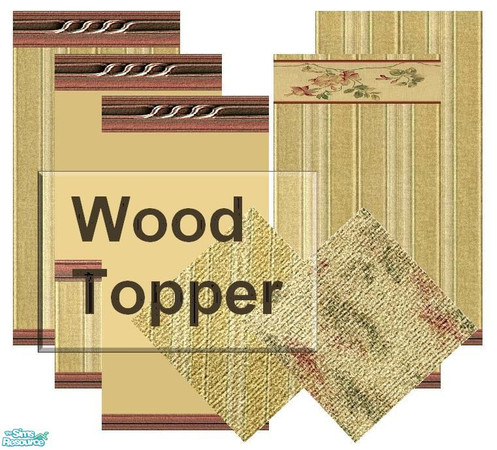Sims 2 — Wood Topper by Lorah — Nutmeg paint, wallpaper and matching carpets.