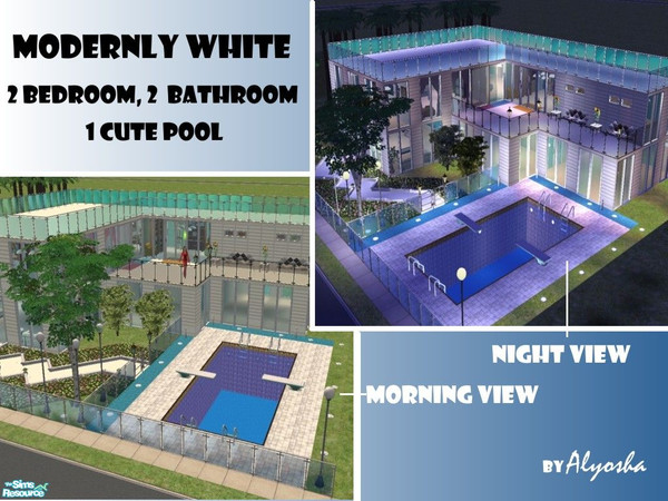 Sims 2 — Modernly White by Alyosha — A White modern home... fully furnished... fit for the sim who likes living modernly