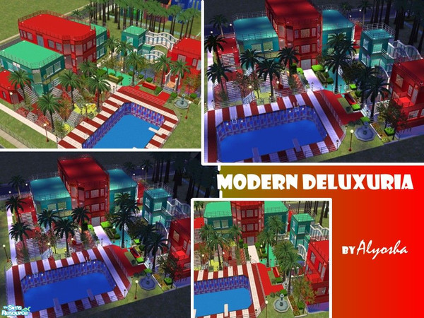Sims 2 — Modern deLuXuria by Alyosha — The modern house of the luxurious future... contains a guest house in the back, in