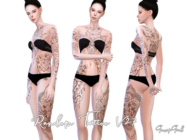 Sims 4 — Random Tattoo V27 by GossipGirl-S4 — - works with all skins and overlays - Light and dark swatches - teen to
