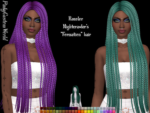 Sims 4 — Retexture of Formation hair by Nightcrawler by PinkyCustomWorld — - Recolor in 48 different colors - Custom