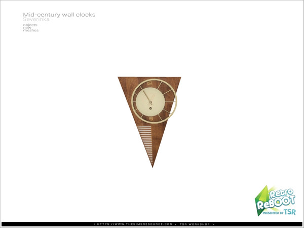 Sims 4 — [Mid-century] Wall clock v02 by Severinka_ — Wall clock v02 From the set 'Mid-century wall clocks' Retro ReBOOT