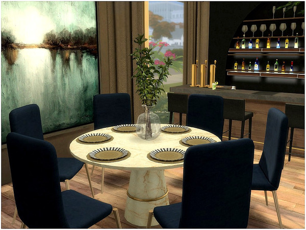 Sims 4 — Fancy Dining  by lotsbymanal — A modern dining room with bar.. 
