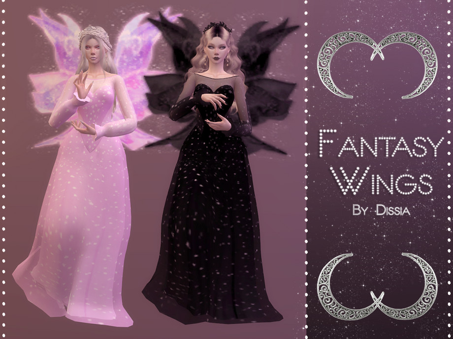 Fantasy wings in black and pink color. It has glitter on them. 