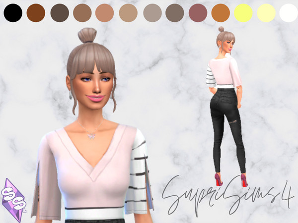 Sims 4 — Recolors Recogido trendy hairstyle for your female sims by SupriSims4 — 13 naturals colors 14 unnatural colors 6