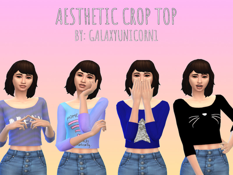 Sims 4 The Sims Resource | Aesthetic Crop Top For Women by TSR Creator