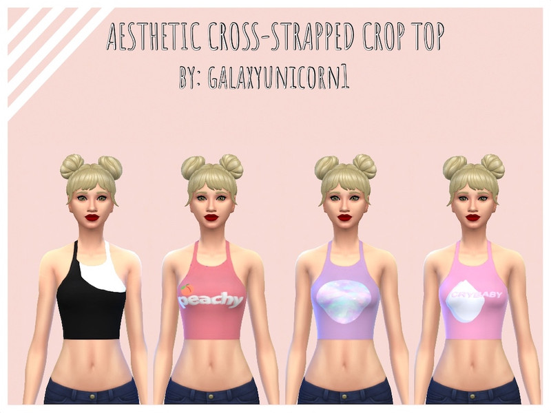 Sims 4 The Sims Resource | Aesthetic Cross-Strapped Crop Top For Women by TSR Creator