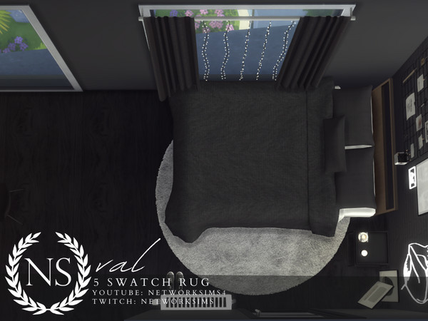 Sims 4 — Val Rug - Networksims by networksims — A round fluffy rug in 5 colour swatches.