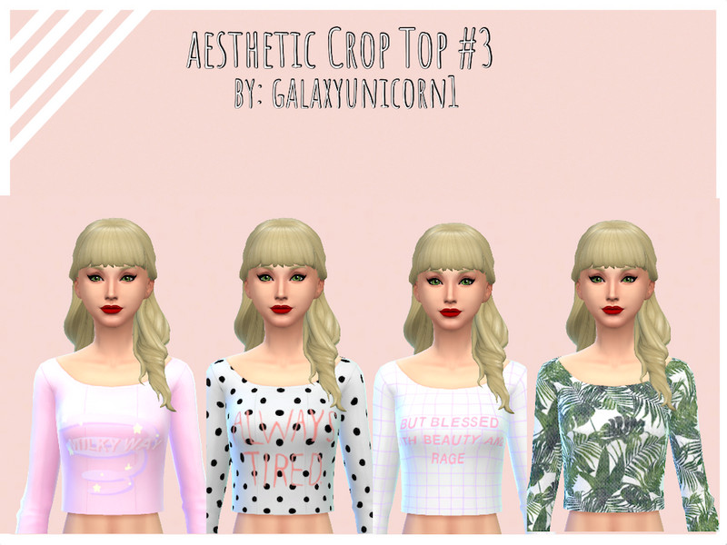 Sims 4 The Sims Resource | Aesthetic Crop Top For Women #2 by TSR Creator