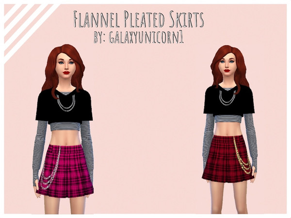 The Sims Resource - Pleated Flannel Skirt