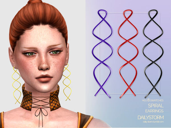 The Sims Resource - Spiral Earrings