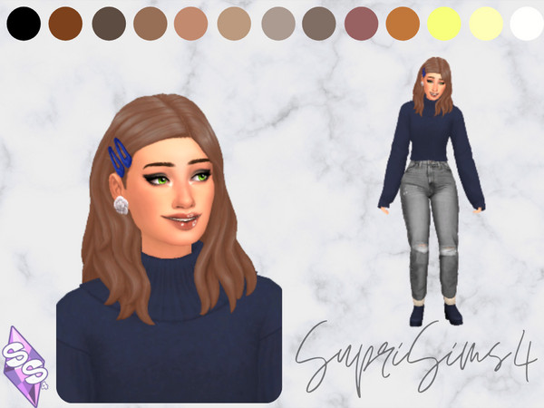 Sims 4 — Recolors Melena Horquillas hairstyle for your female sims  by SupriSims4 — 13 natural colors 14 unnatural colors