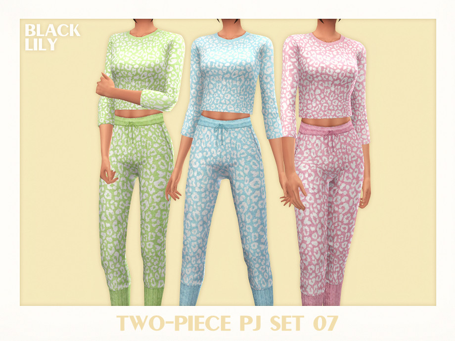 Sims 4 — Two-Piece PJ Set 07 by Black_Lily — YA/A/Teen 3 Swatches New item Edited EA mesh by me