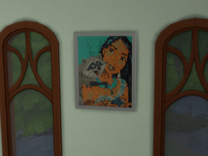 Sims 4 — Picture Pocahontas by julimo2 — Here is the pixel art of Pocahontas that I transformed into a painting With