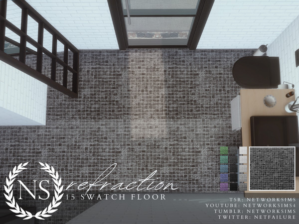 Sims 4 — Refract Tile Floor by networksims — Tiny glass tiles in 15 colour swatches.